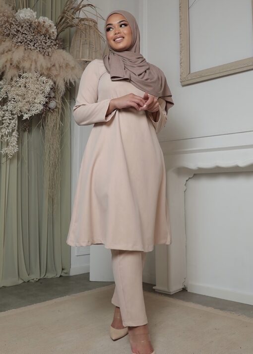 Long twinset beige- Own collection