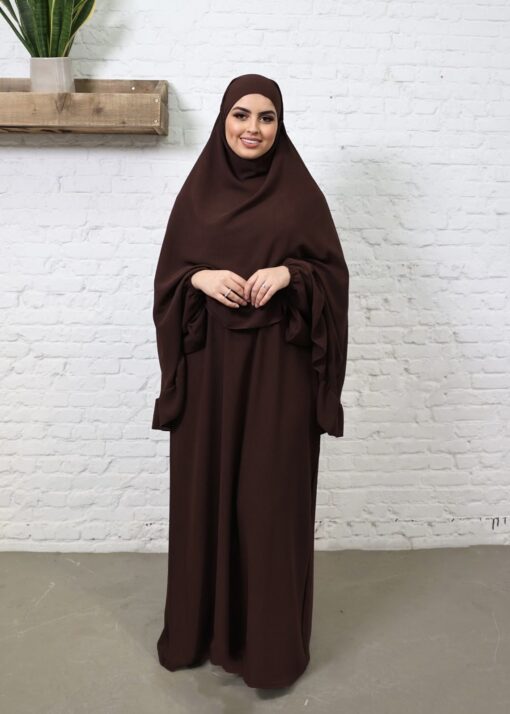 Ruffles khimaar & abaya (set) - brown