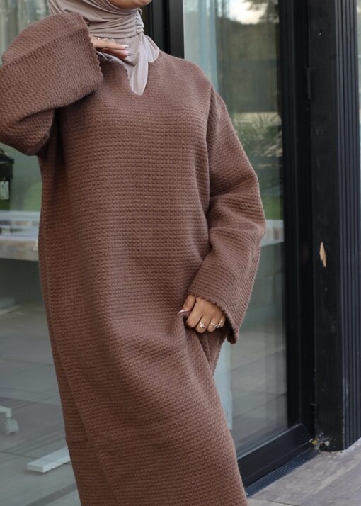 Knitted abaya terracotta - Afbeelding 2