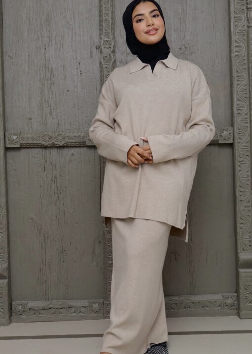 2-delige set / rok+trui taupe