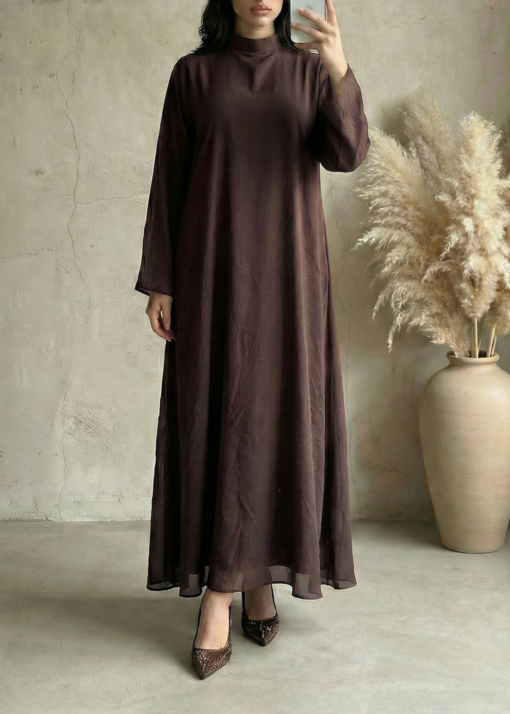 Double layered chiffondress brown