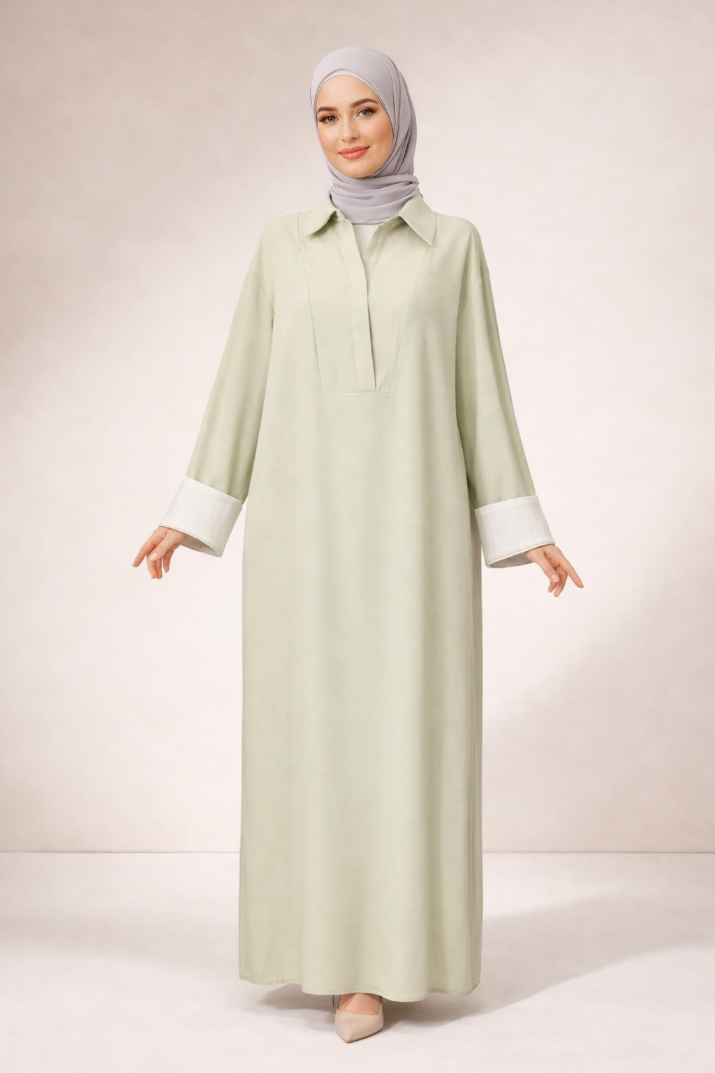 Blousejurk Aya green linnen