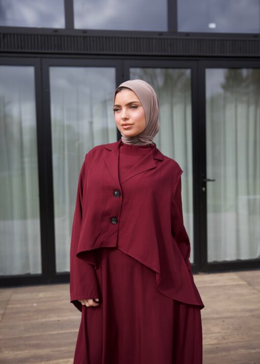 Abaya + cape set burgundy - Afbeelding 2