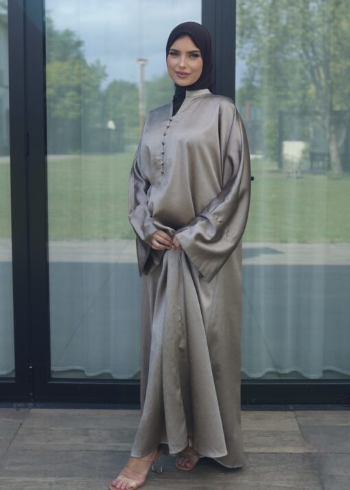 Metallic abaya brown