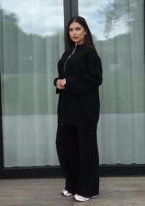 Knitted twinset viscose black
