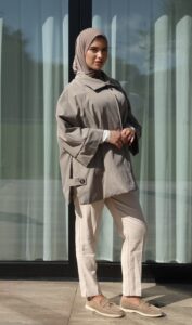 Oversized trenchcoat short taupe