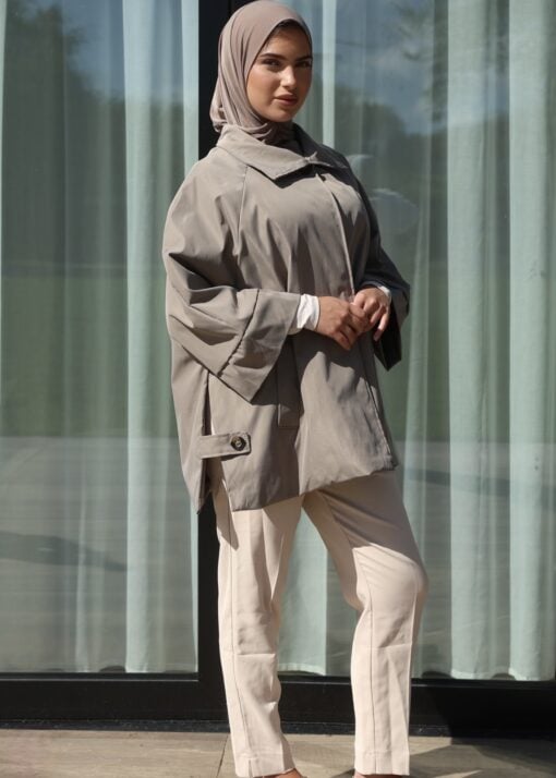 Oversized trenchcoat short taupe