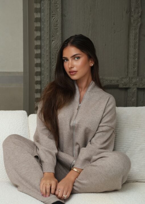 Knitted twinset viscose taupe