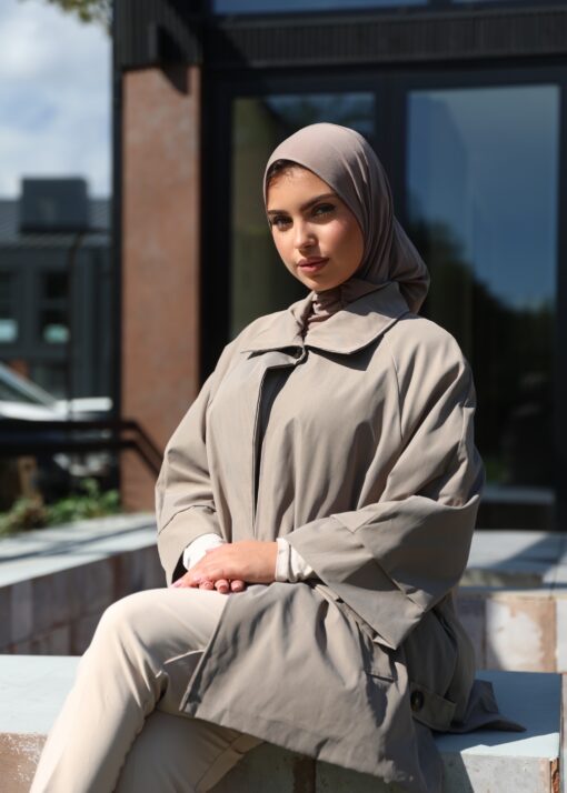 Oversized trenchcoat short taupe - Afbeelding 2
