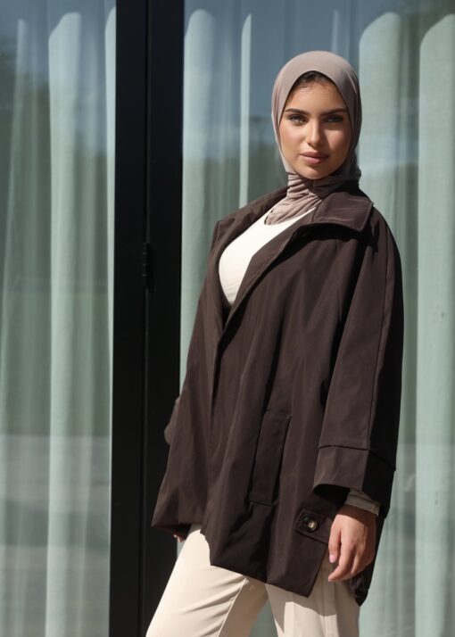 Oversized trenchcoat short brown - Afbeelding 2