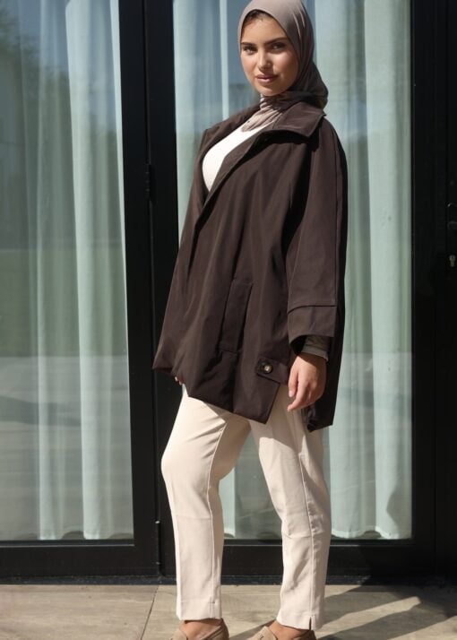 Oversized trenchcoat short brown