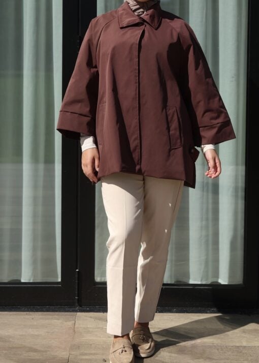 Oversized trenchcoat short burgundy