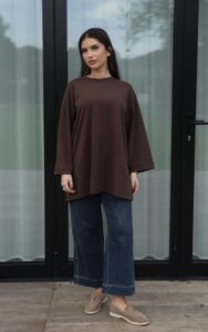 Oversized top coton brown